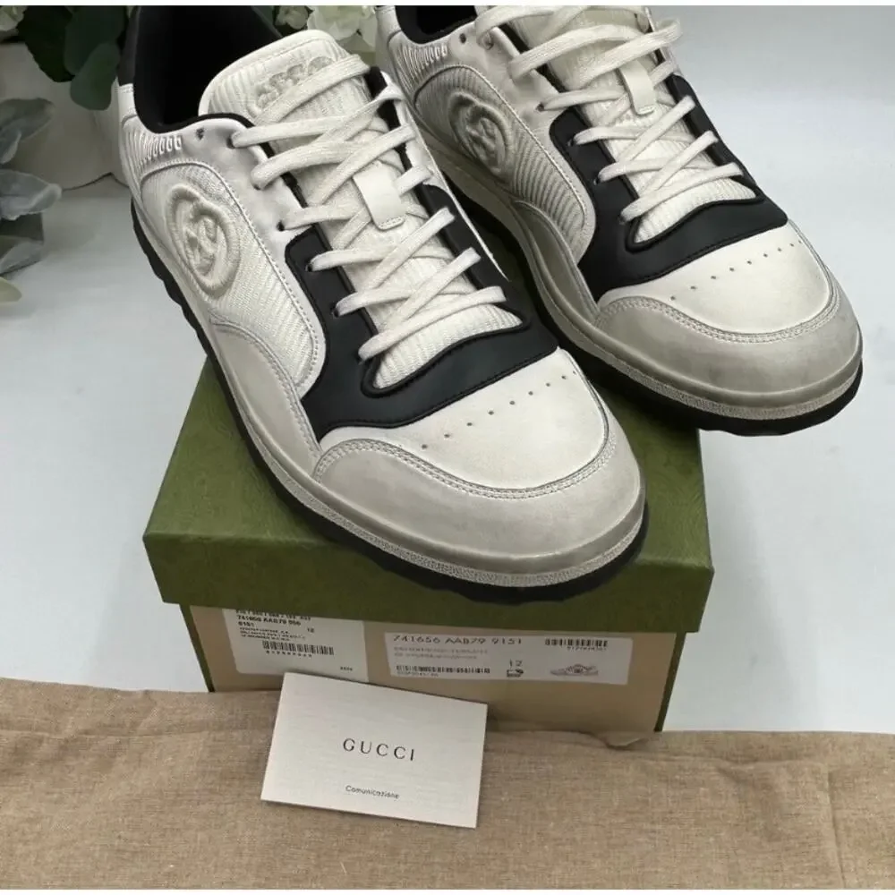 Men's Gucci Mac 80 distressed leather sneakers size 12 made in Italy